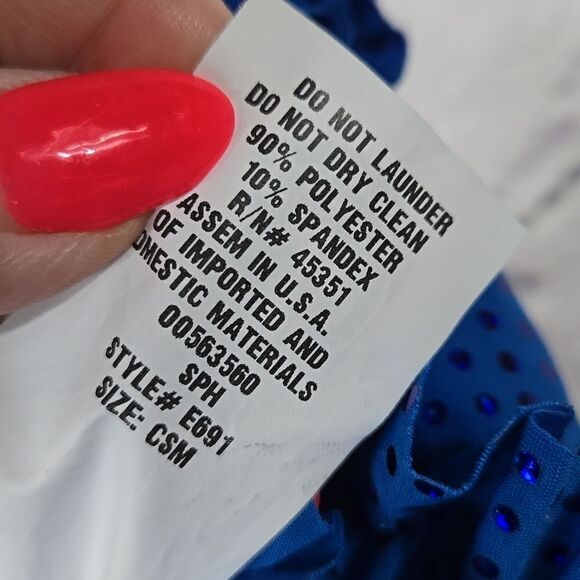 Girls Blue Sequin Ruffle Biketard Sleeveless Leotard Dance Costume Small Feather - Picture 11 of 11